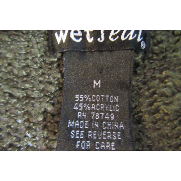 WetSeal Cardigan Long Open Front Olive and White Stripe Ladies M - Picture 3 of 6